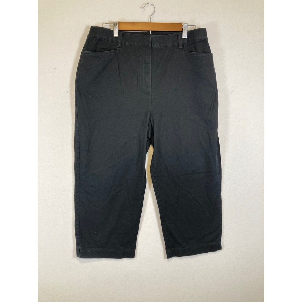 Classic Minimalist Karen Scott‎ Women 14 Black Cropped Elastic Back Capri Pants